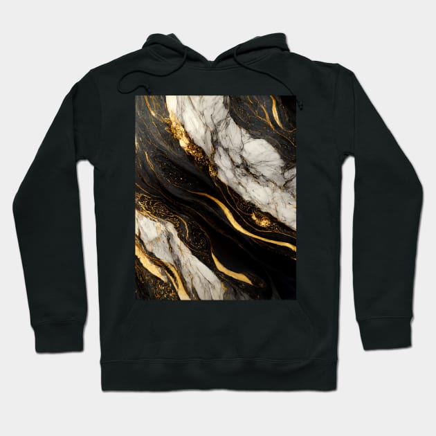Black and Gold Marble Hoodie by UniqueMe